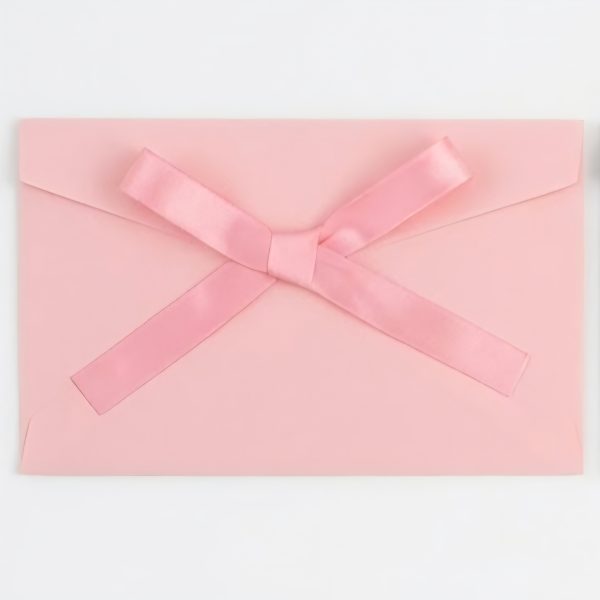Luxe envelop met strik - roze