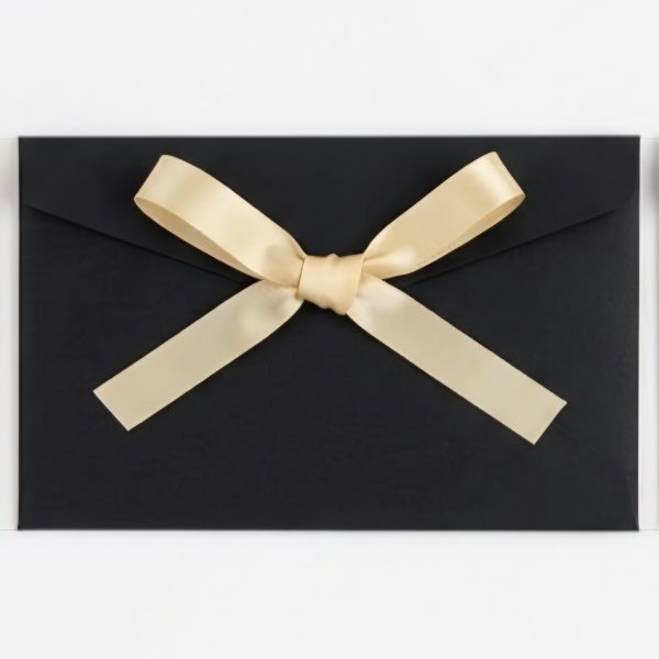 Luxe envelop met strik - zwart/champi