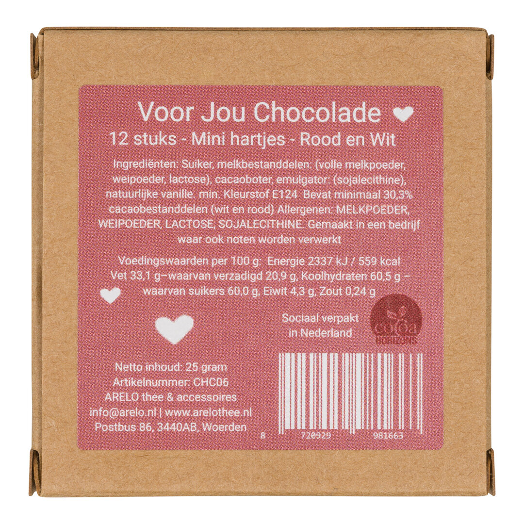 Voor jou chocolade hartjes achterkant